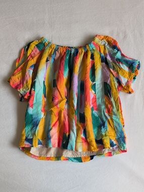 gymboree girls colorful abstract print flowy blouse lined size S 5/6